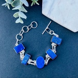 Lapis Lazuli Bracelet Adjustable Natural blue gemstone handmade jewelry